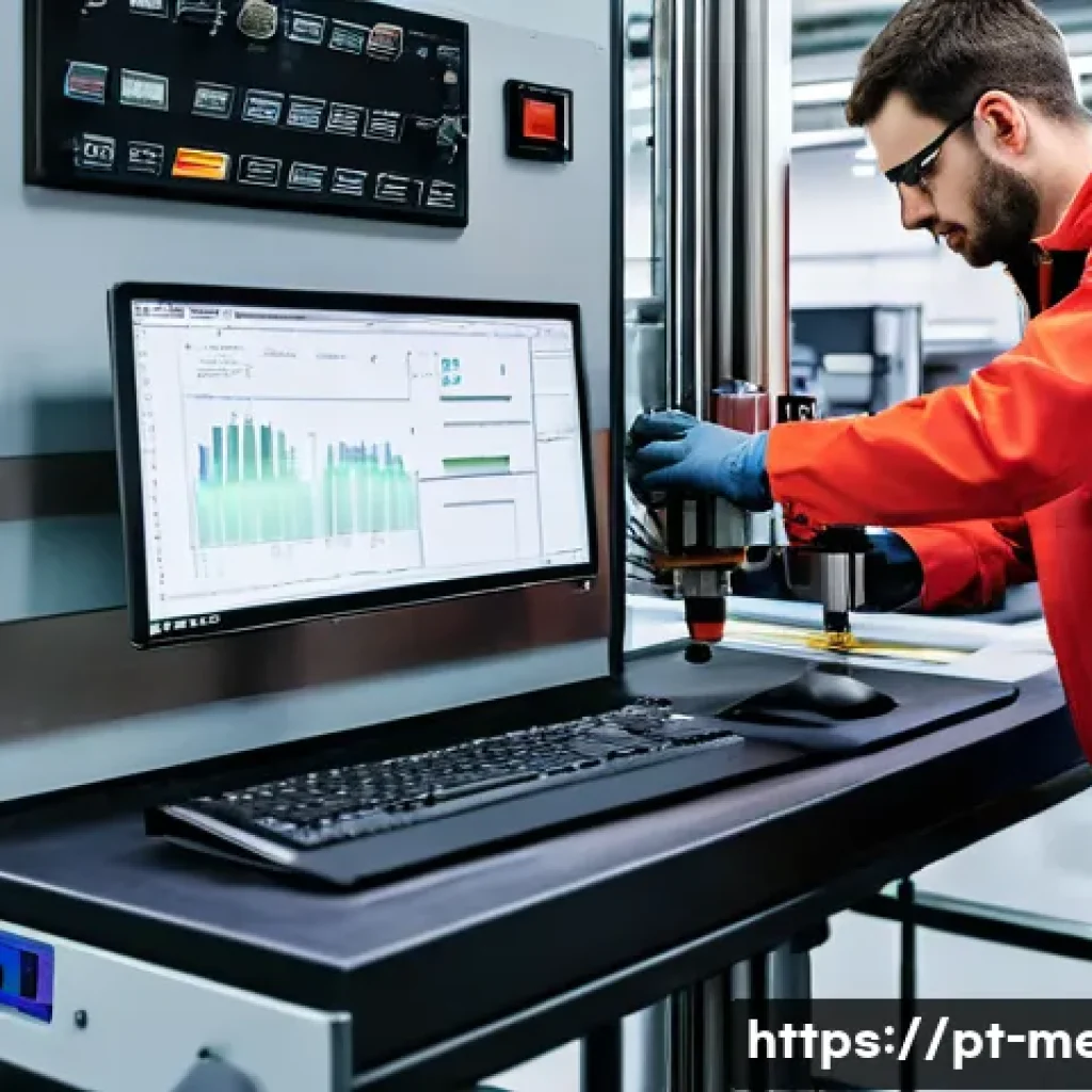 기계공학 연성시험 - A high-precision tensile testing machine in a modern industrial laboratory setting, featuring a meta...