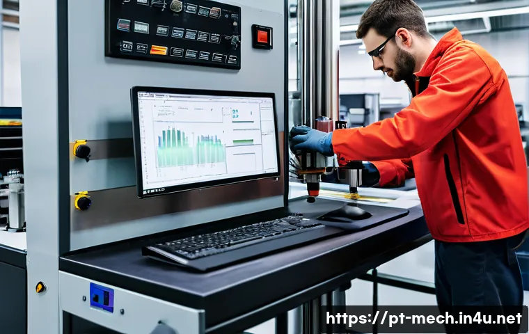 기계공학 연성시험 - A high-precision tensile testing machine in a modern industrial laboratory setting, featuring a meta...