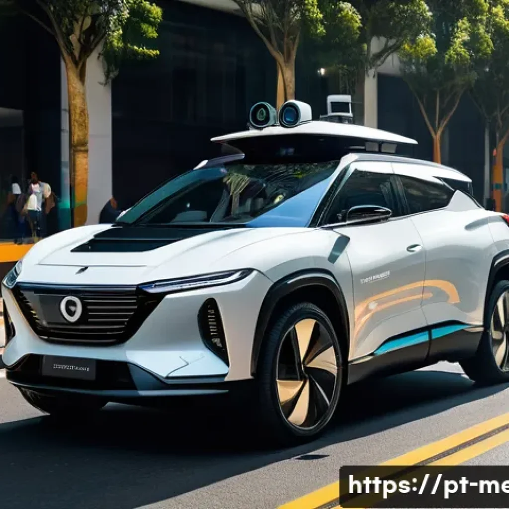 기계공학 자율주행기술 - A futuristic autonomous electric vehicle driving smoothly on a modern urban street in São Paulo, Bra...