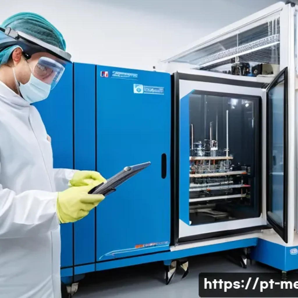기계공학 열적시험 - A highly detailed laboratory scene showcasing advanced thermal testing equipment in use: a scientist...