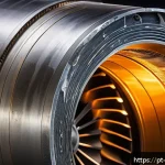 Home 22 기계공학 고온재료 - A highly detailed close-up image of a nickel-based superalloy turbine blade used in aerospace engine...
