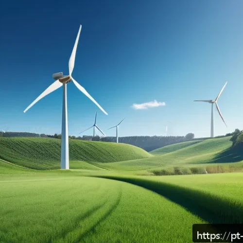 Home 33 기계공학 유체역학 - A detailed and realistic image of a modern wind turbine in a lush green landscape under a clear blue...