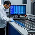 Home 23 기계공학 기계공학실험 - A highly detailed industrial laboratory scene showcasing a universal testing machine performing a te...